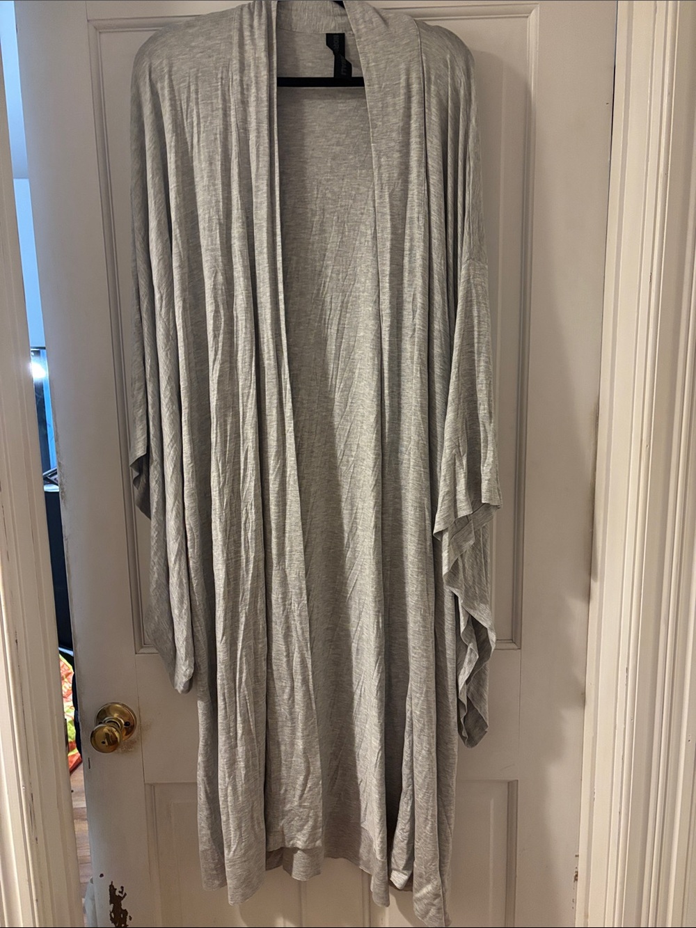 Norma Kamali Light Gray modal Open-Front Draped kimono Robe